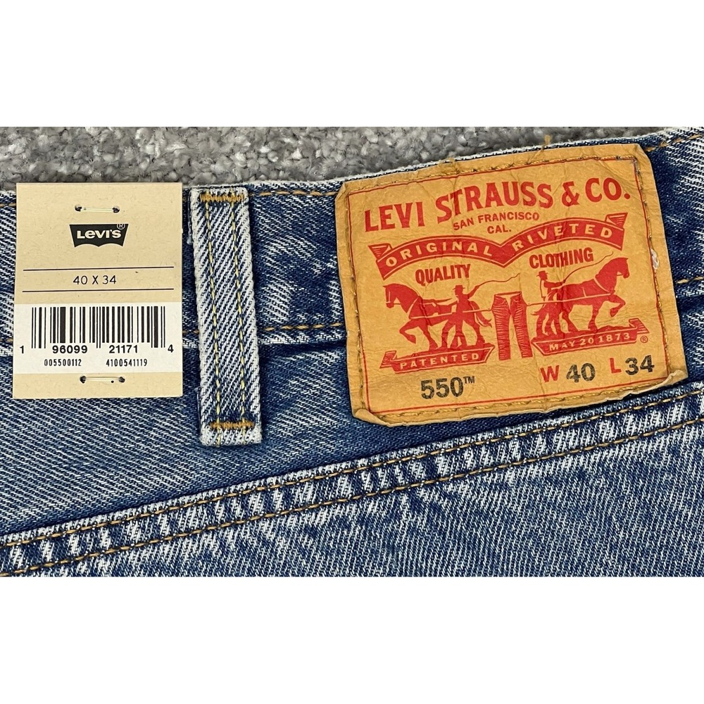 Levi's 550 Relaxed Fit Mens Jeans 40x34 (40x33) Distressed Grunge Retro NEW! - Picture 5 of 14